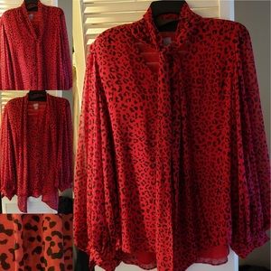 Animal Print Bow Blouse size 2